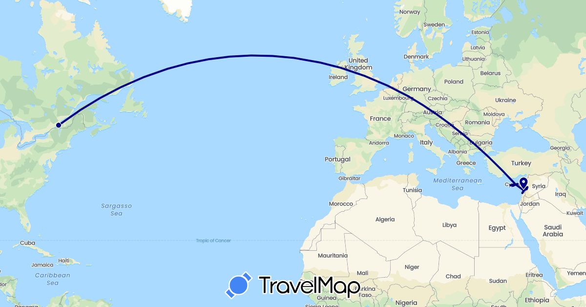 TravelMap itinerary: driving in Canada, Cyprus, Germany, Lebanon (Asia, Europe, North America)